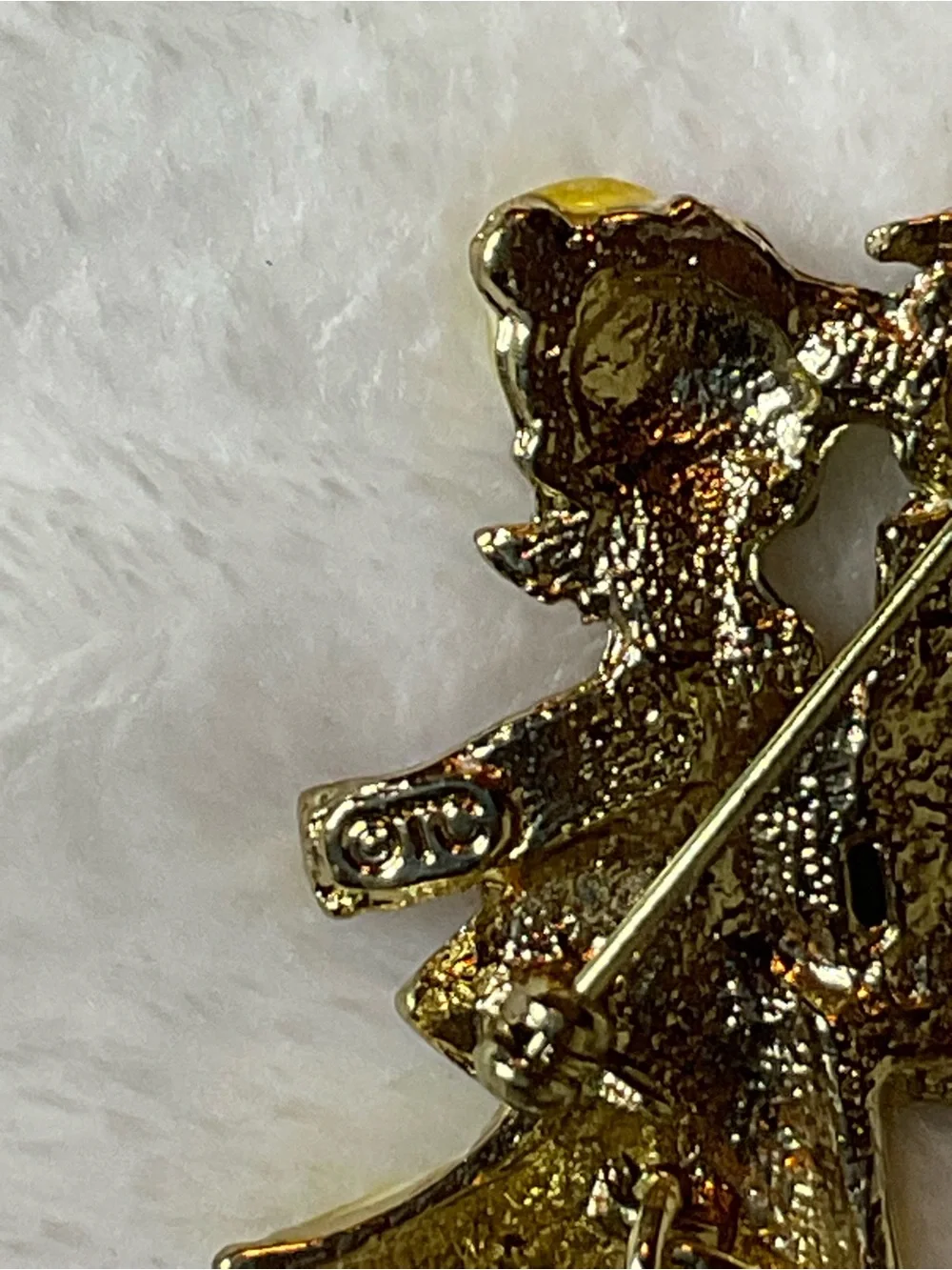 Vintage TC Tanya Creations Holiday Girl Enamel Pin/Brooch with Moving Legs 2.5”